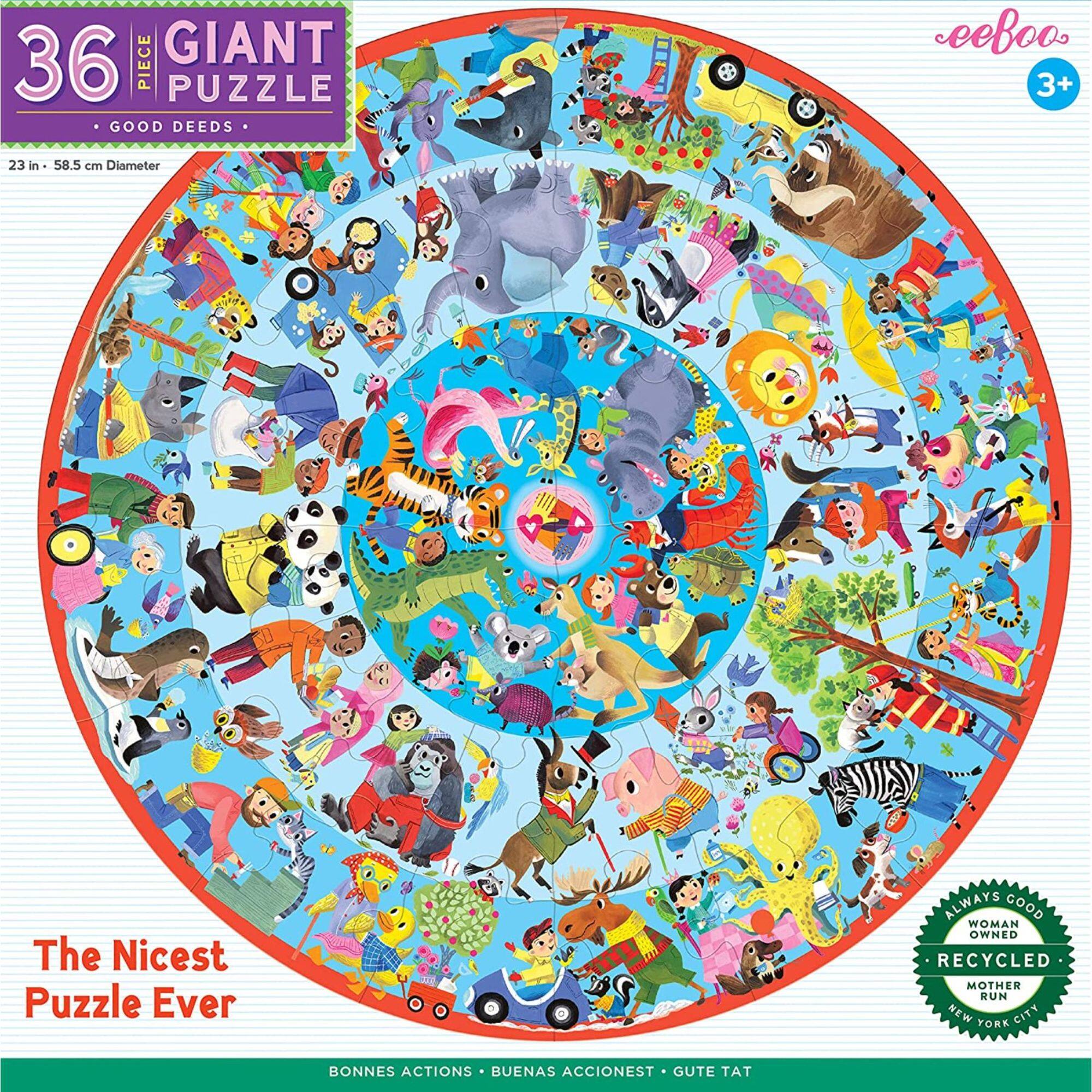 eeBoo Good Deeds 36 Piece Giant Round Jigsaw Puzzle